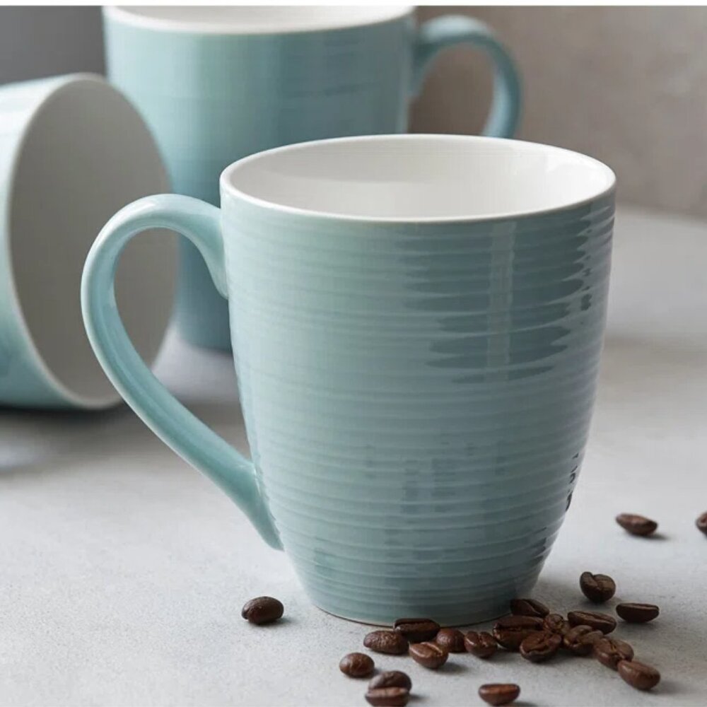 Dowan Sage Green Ceramic Coffee Mugs Set of 6 Large 17 oz Coffee Cups NIB - Picture 2 of 5